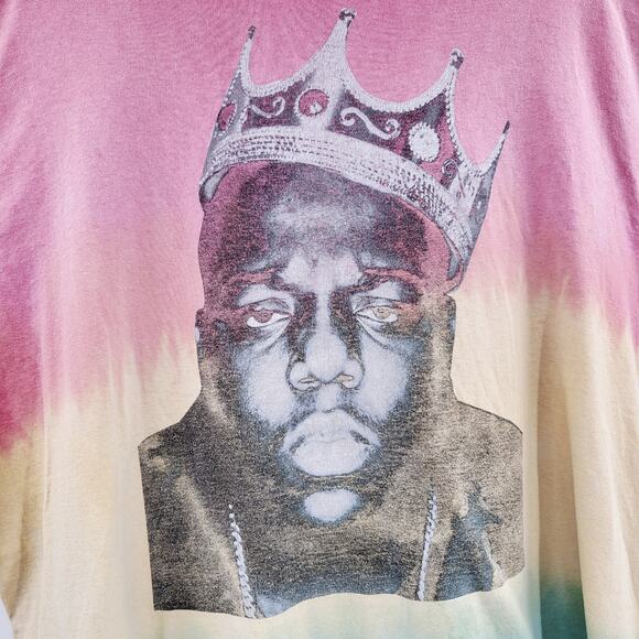 Notorious B.I.G. Biggie Smalls Red, Yellow, Green Tie-Dye Graphic Rap Tee Sz 2X - Picture 3 of 5